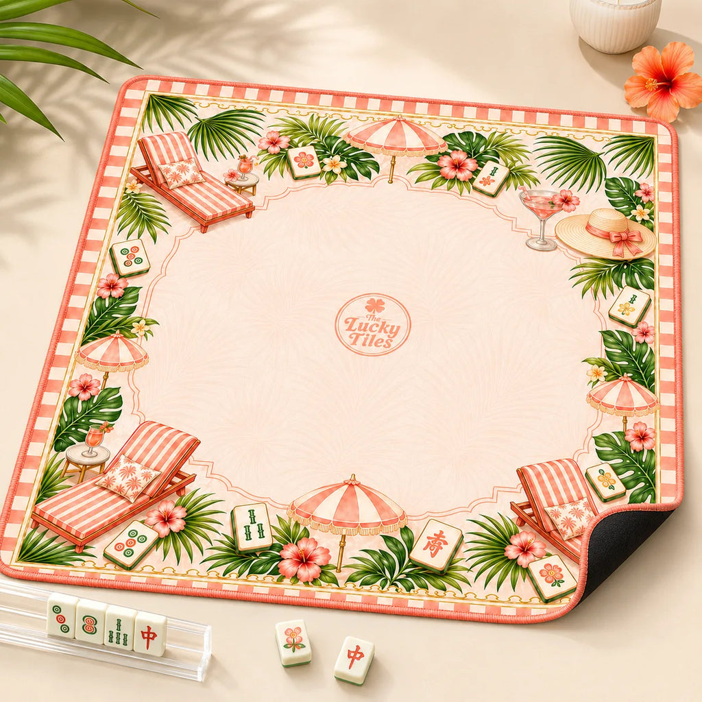 Palm Beach Resort — Sunset Coral American Mahjong mat product and lifestyle view 2