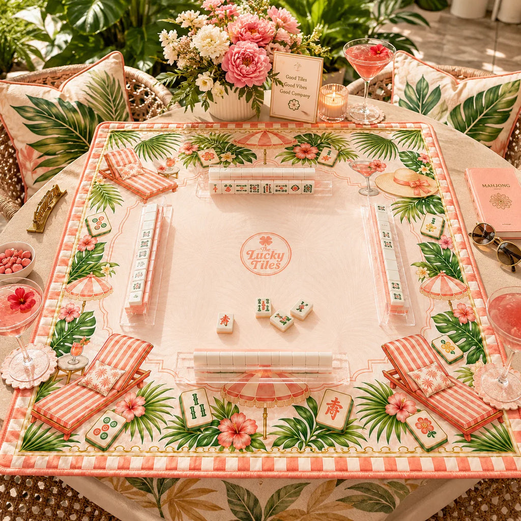 Palm Beach Resort — Sunset Coral American Mahjong mat product and lifestyle view 4