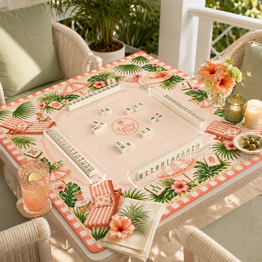 Palm Beach Resort — Sunset Coral American Mahjong mat product and lifestyle view 5