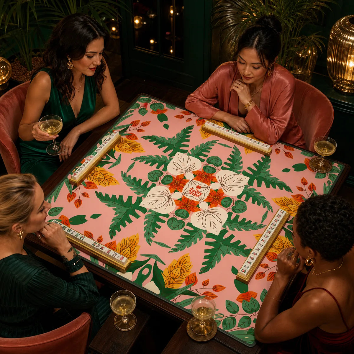 Palm Springs Botanica American Mahjong mat product and lifestyle view 4