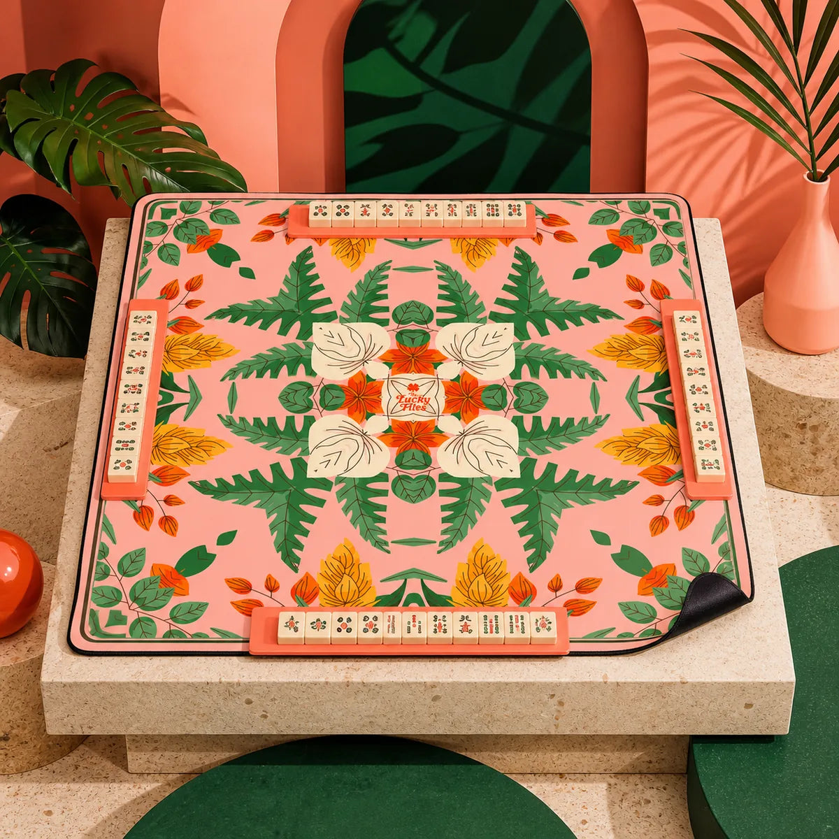 Palm Springs Botanica American Mahjong mat product and lifestyle view 5