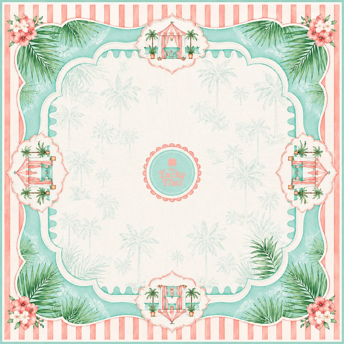 Palm Springs Garden American Mahjong mat product and lifestyle view 2