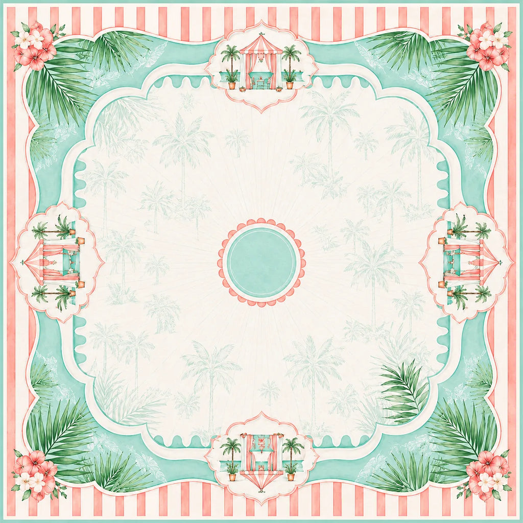 Palm Springs Garden American Mahjong mat product and lifestyle view 3