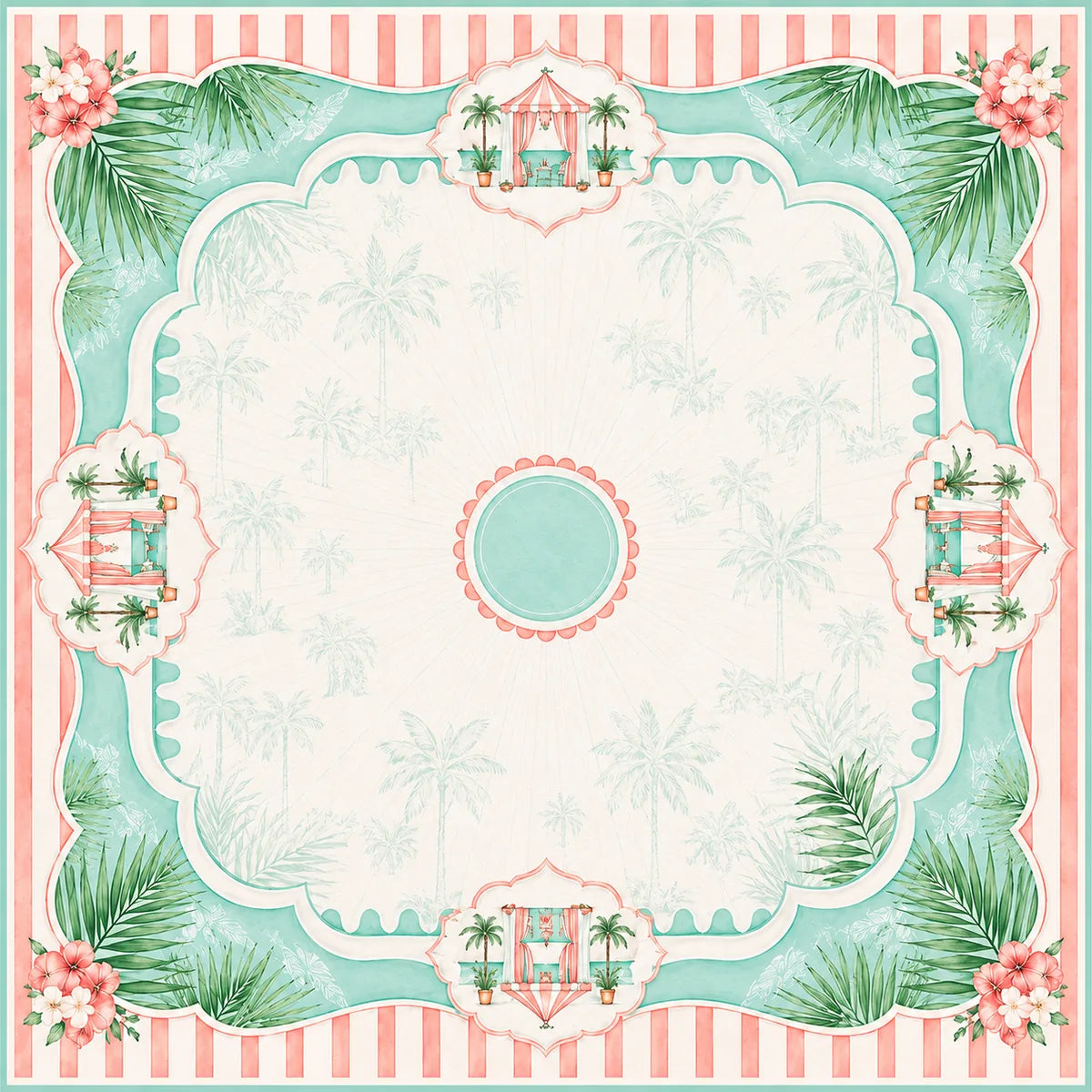 Palm Springs Garden American Mahjong mat product and lifestyle view 3