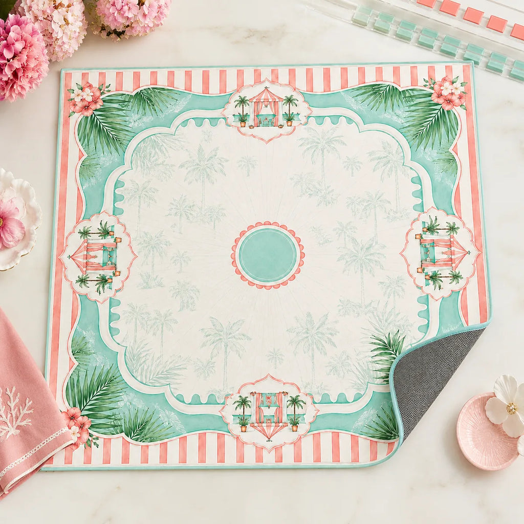 Palm Springs Garden American Mahjong mat product and lifestyle view 4