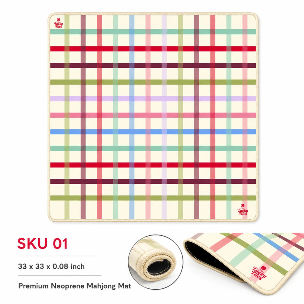 Pastel Plaid American Mahjong mat product and lifestyle view 5