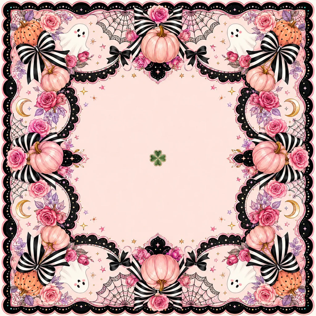 Pink Halloween American Mahjong mat product and lifestyle view 2