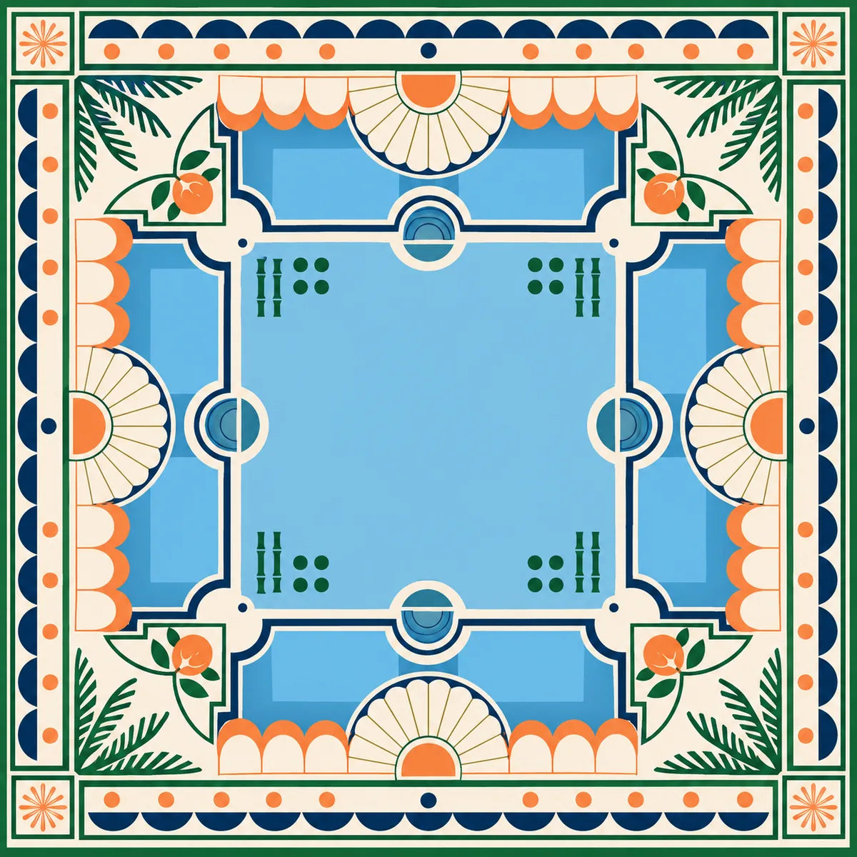 Poolside Palms American Mahjong mat product and lifestyle view 2