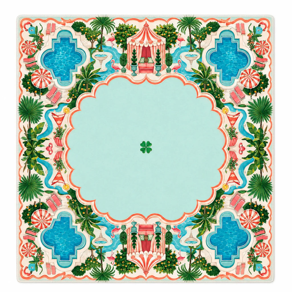 Poolside Paradise American Mahjong mat full design by The Lucky Tiles