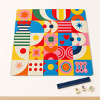 Full view of the 33 by 33 inch Pop Art American Mahjong neoprene mat