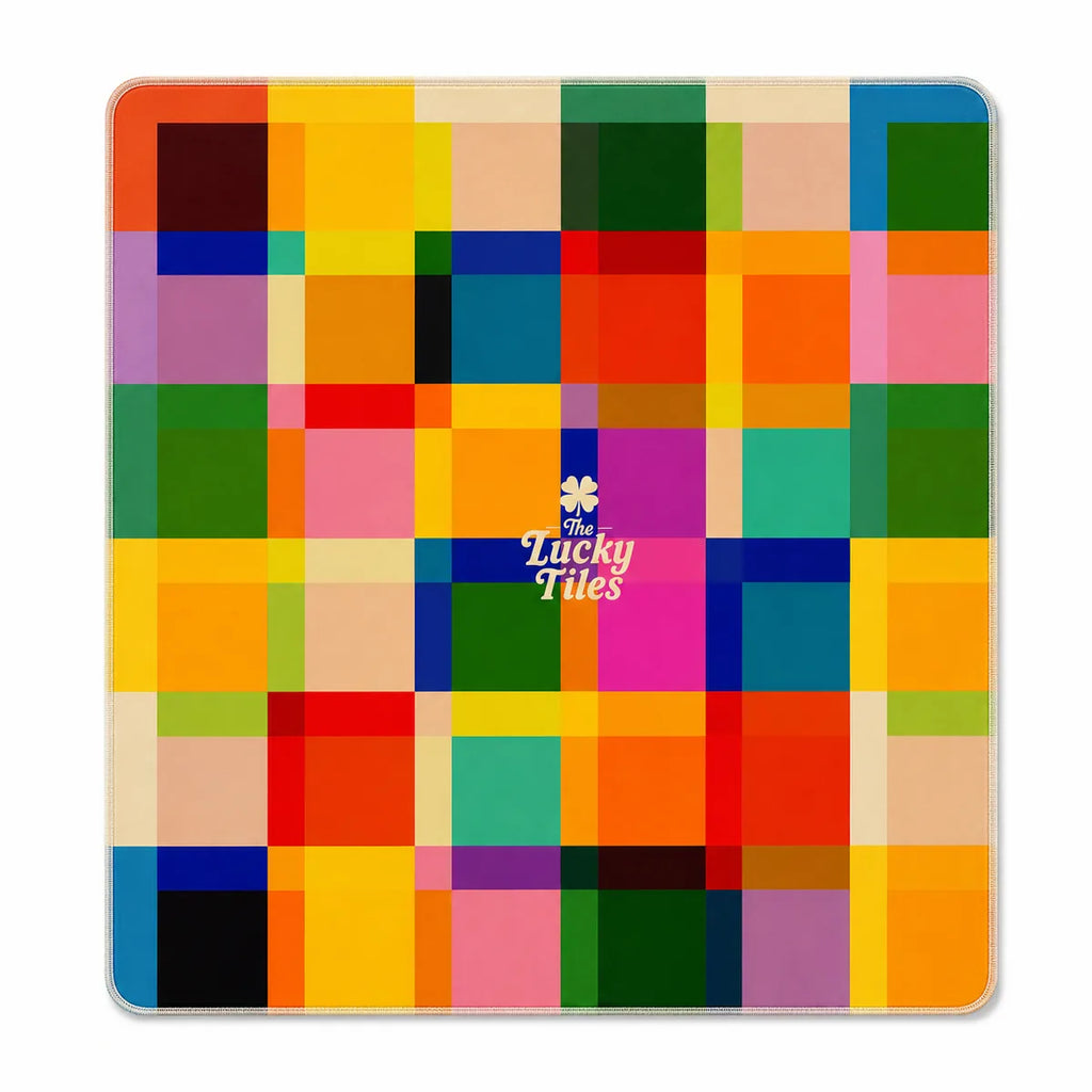 Prism Plaid American Mahjong mat product and lifestyle view 3
