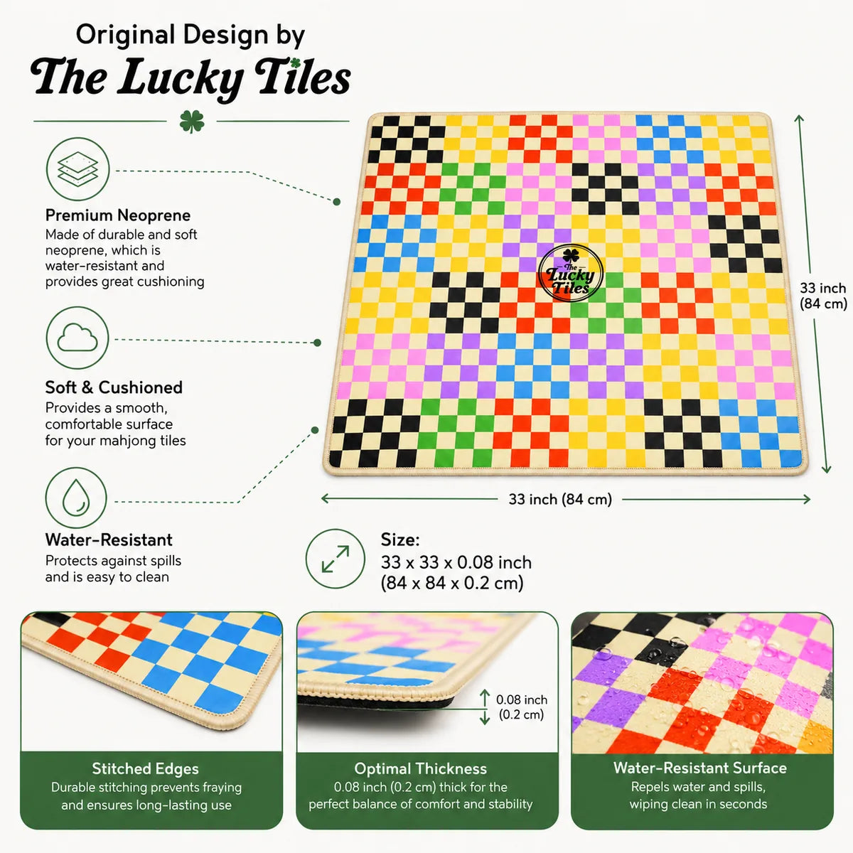 Rainbow Checkerboard American Mahjong mat product and lifestyle view 4