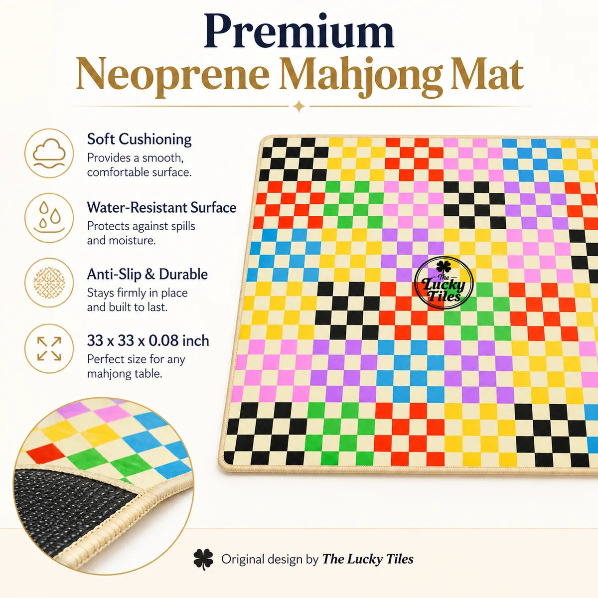 Rainbow Checkerboard American Mahjong mat product and lifestyle view 5