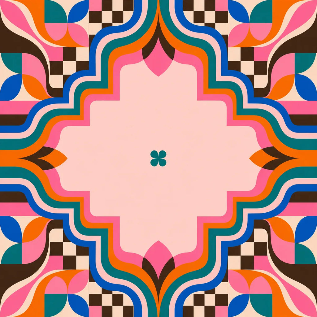 Retro Color Geometry American Mahjong mat product and lifestyle view 2