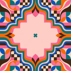 Retro Color Geometry American Mahjong mat product and lifestyle view 2
