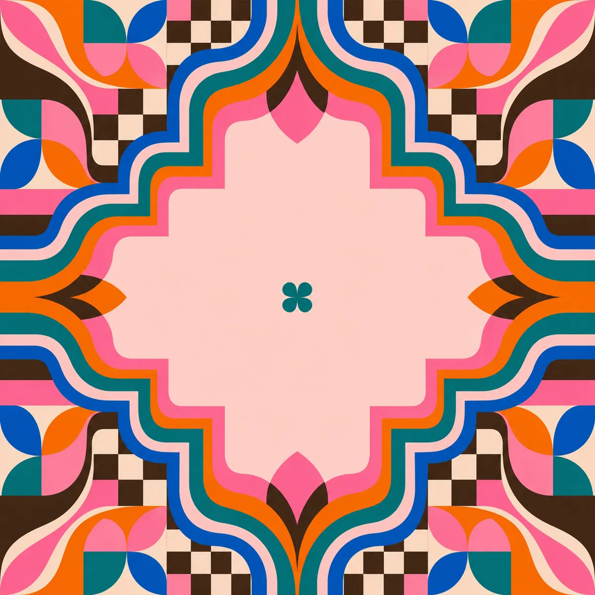 Retro Color Geometry American Mahjong mat product and lifestyle view 2