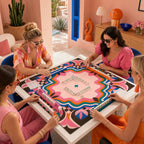 Retro Color Geometry American Mahjong mat product and lifestyle view 5