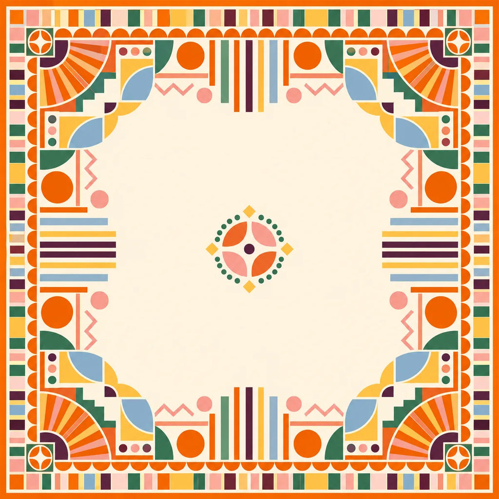 Sunset Art Deco American Mahjong mat product and lifestyle view 2