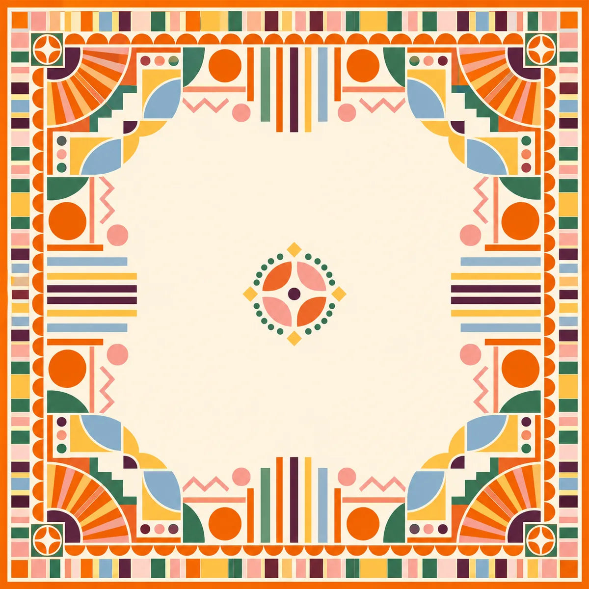Sunset Art Deco American Mahjong mat product and lifestyle view 2