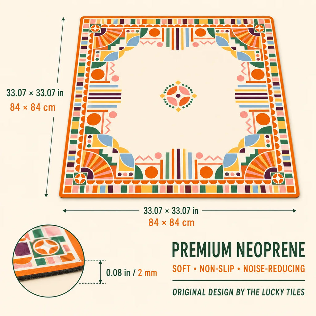 Sunset Art Deco American Mahjong mat product and lifestyle view 6