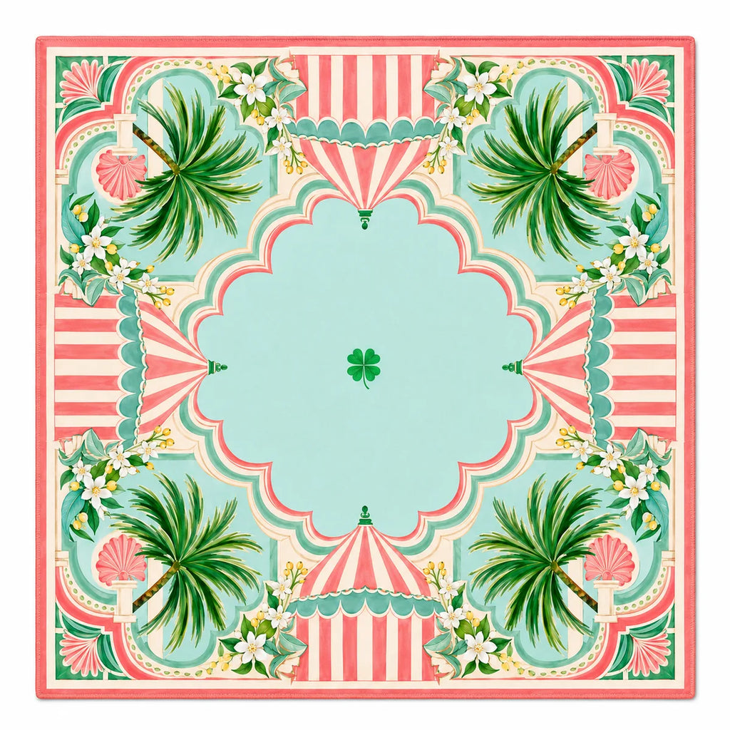 Tropical Escape American Mahjong mat full design by The Lucky Tiles