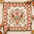 Vintage Check Florals American Mahjong mat full design by The Lucky Tiles