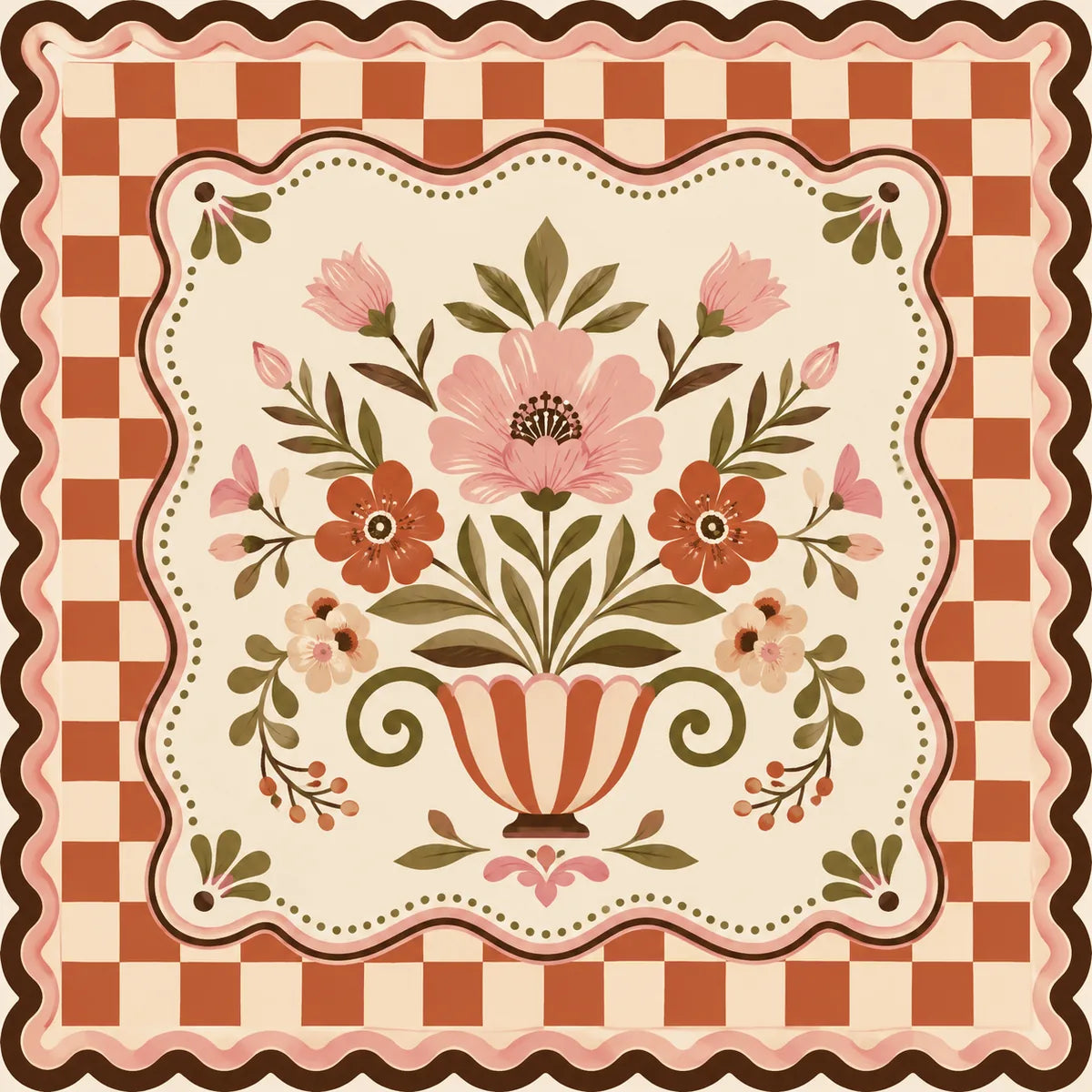 Vintage Check Florals American Mahjong mat product and lifestyle view 5