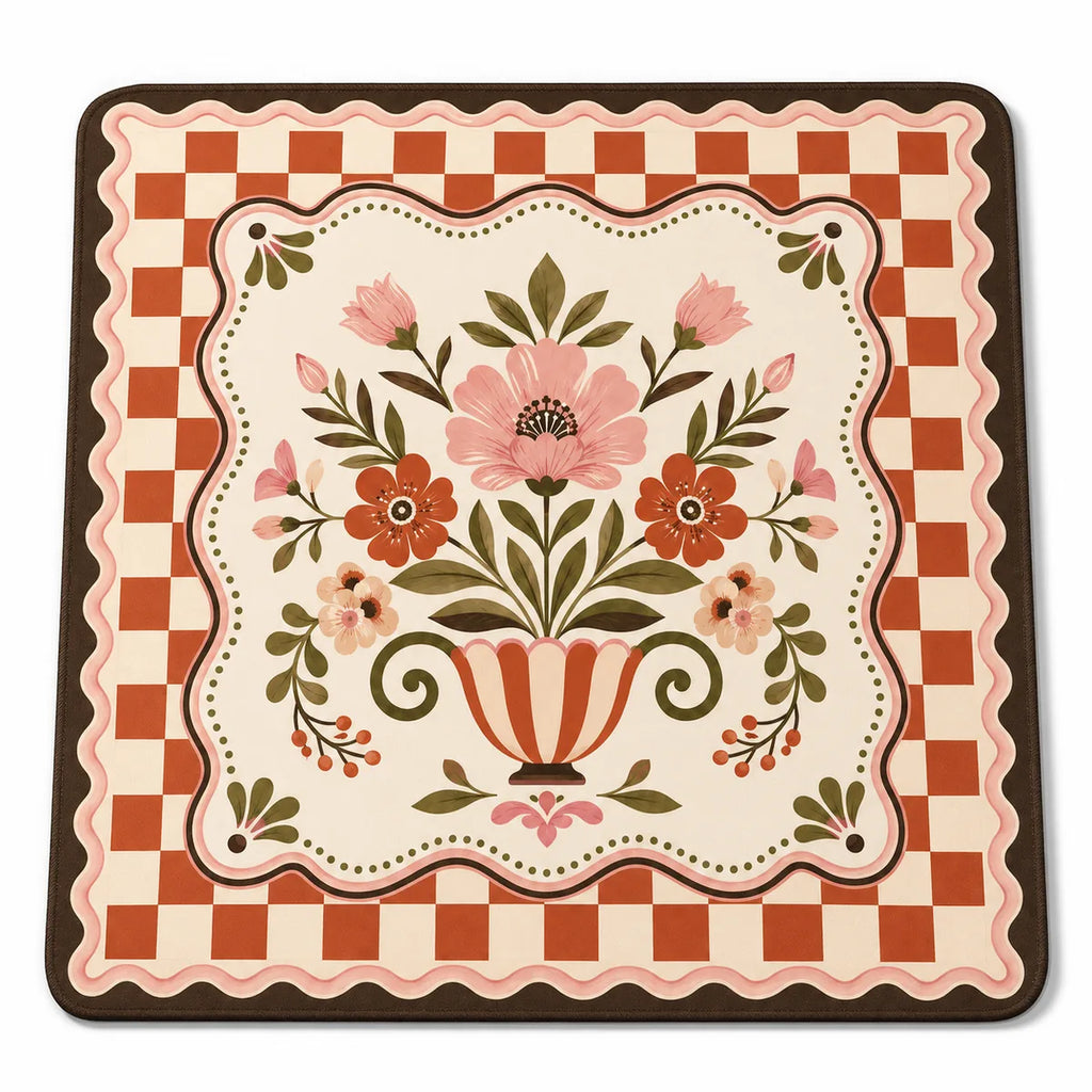 Vintage Check Florals American Mahjong mat product and lifestyle view 6