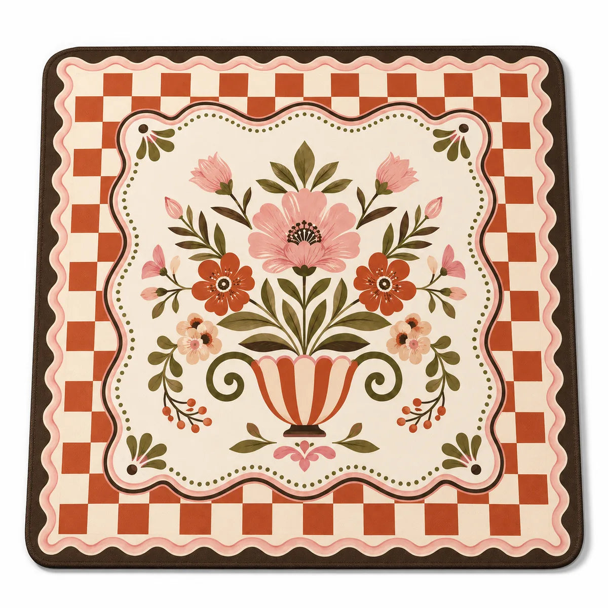 Vintage Check Florals American Mahjong mat product and lifestyle view 6