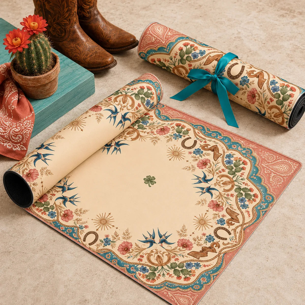 Western Desert American Mahjong mat product and lifestyle view 4