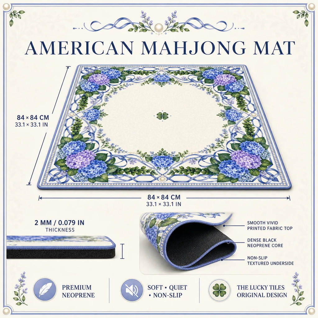 Wisteria Garden American Mahjong mat product and lifestyle view 6